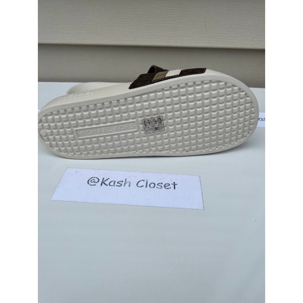 Michael Kors slide brandy metallic striped logo sandal size 8 - Picture 4 of 4